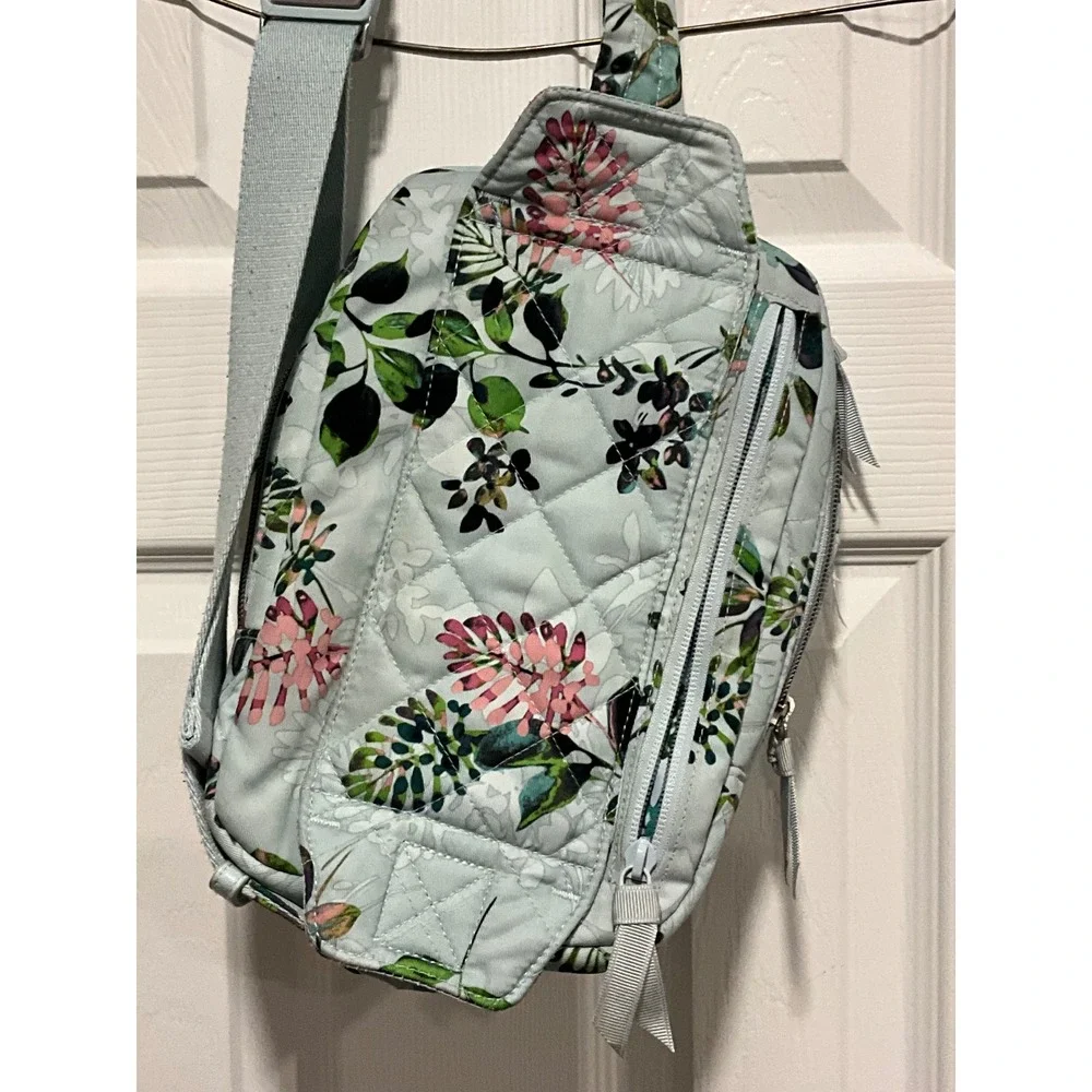Vera Bradley Tropical Floral Quilted Sling Backpack Light Blue‎ Crossbody Bag